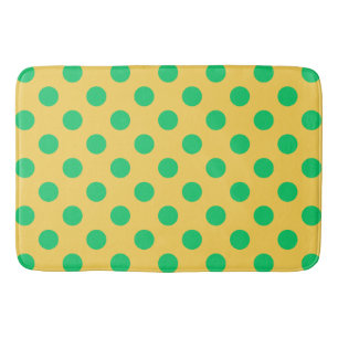 Grönt polka dots på gult badrumsmatta