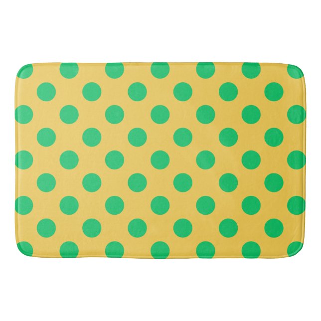 Grönt polka dots på gult badrumsmatta (Framsidan)