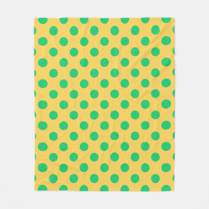 Grönt polka dots på gult fleecefilt