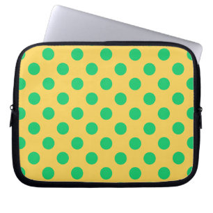 Grönt polka dots på gult laptop sleeve