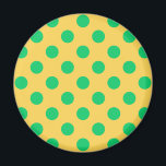 Grönt polka dots på gult magnet<br><div class="desc">Grönt polka dots på gult</div>
