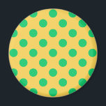 Grönt polka dots på gult magnet<br><div class="desc">Grönt polka dots på gult</div>