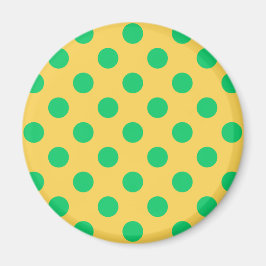 Grönt polka dots på gult magnet