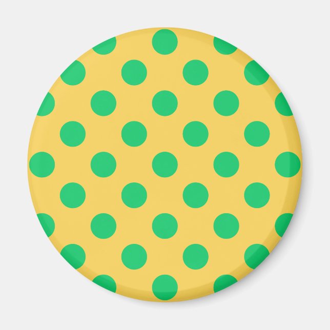 Grönt polka dots på gult magnet (Framsidan)