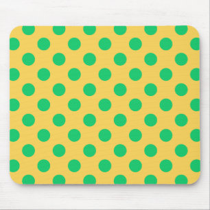 Grönt polka dots på gult musmatta