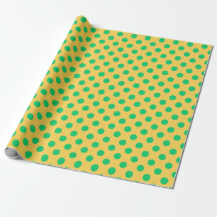 Grönt polka dots på gult presentpapper