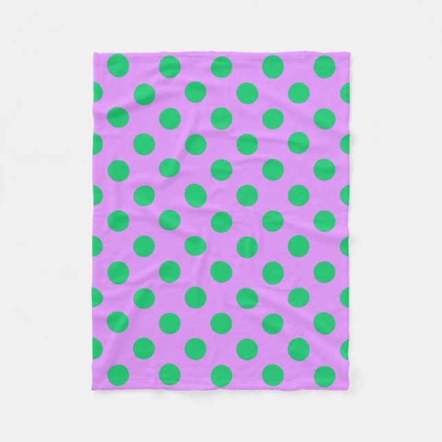 Grönt polka dots på lilak fleecefilt (Framsidan)
