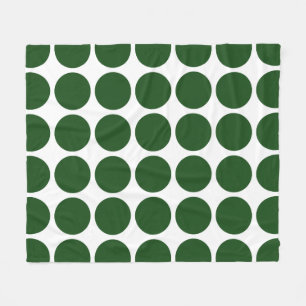 Grönt Polka dots på White Fleecefilt