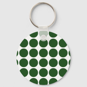 Grönt Polka dots på White Nyckelring