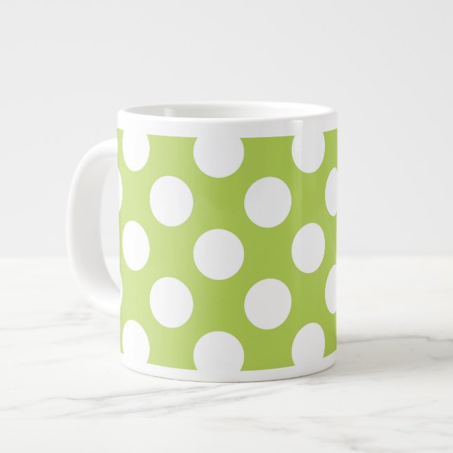 Grönt Polka dots, Polka Dot Mönster, Dit, Dit Jumbo Mugg (Framsida vänster)