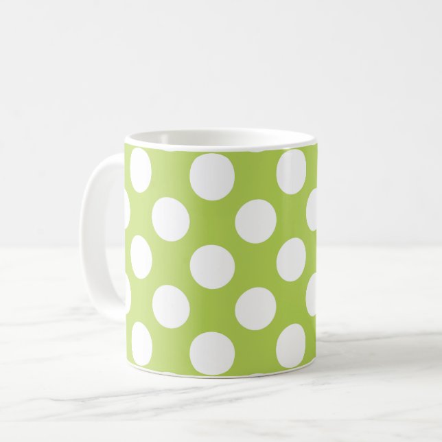 Grönt Polka dots, Polka Dot Mönster, Dit, Dit Kaffemugg (Framsida vänster)
