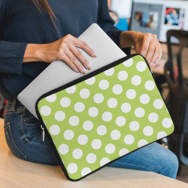 Grönt Polka dots, Polka Dot Mönster, Dit, Dit Laptop Fodral