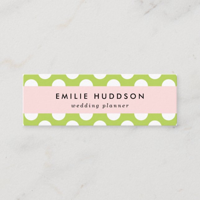 Grönt Polka dots, Polka Dot Mönster, Dit, Dit Mini Visitkort (Framsida)