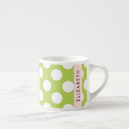 Grönt Polka dots, Polka Dot Mönster, ditt namn Espressomugg