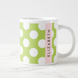 Grönt Polka dots, Polka Dot Mönster, ditt namn Jumbo Mugg