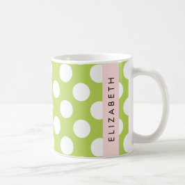 Grönt Polka dots, Polka Dot Mönster, ditt namn Kaffemugg