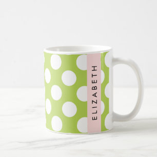 Grönt Polka dots, Polka Dot Mönster, ditt namn Kaffemugg