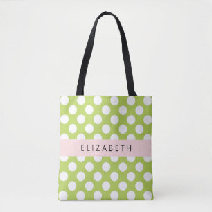 Grönt Polka dots, Polka Dot Mönster, ditt namn Tygkasse