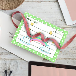 Grönt polka dots, söta stjärnor och regnbågar på 4 post-it block