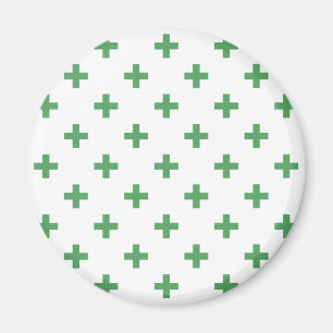 Grönt polka kor på vitt magnet