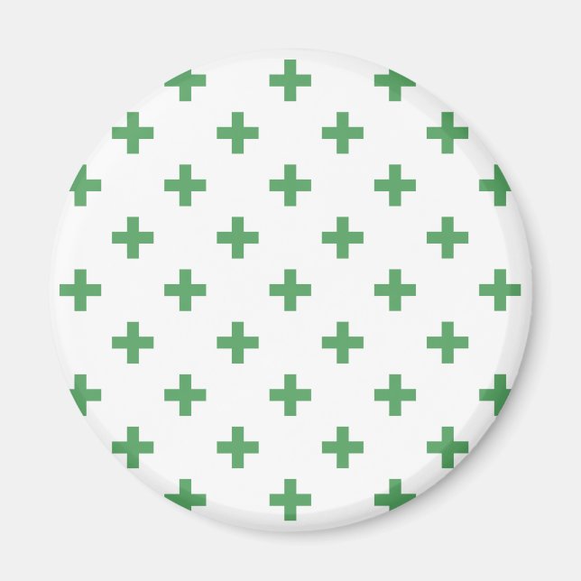 Grönt polka kor på vitt magnet (Framsidan)