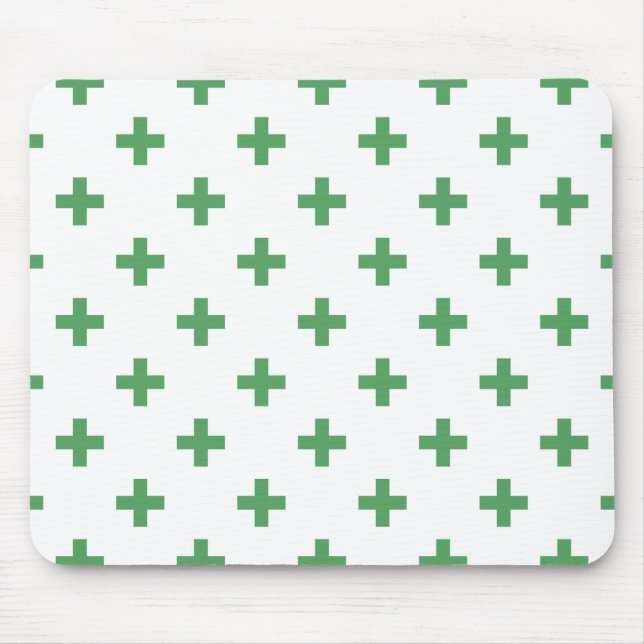 Grönt polka kor på vitt musmatta (Framsidan)