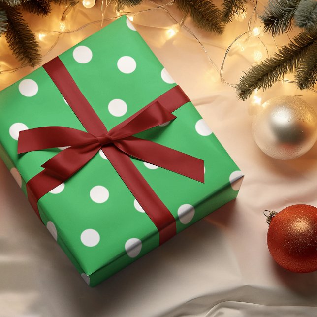 Grönt Polka-punkt Presentpapper (Skapare uppladdad)