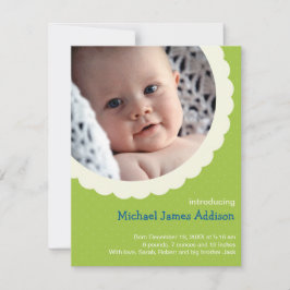 Grönt polka punkt rosette foto söt baby födelse meddelande