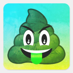 Grönt Poop Emoji Ombre Stickers Fyrkantigt Klistermärke