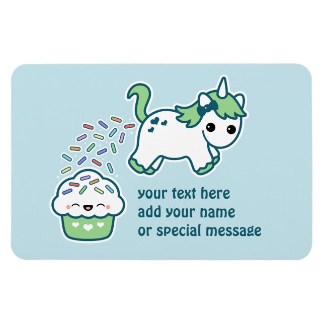 Grönt Pooping Unicorn Magnet (Horisontell)