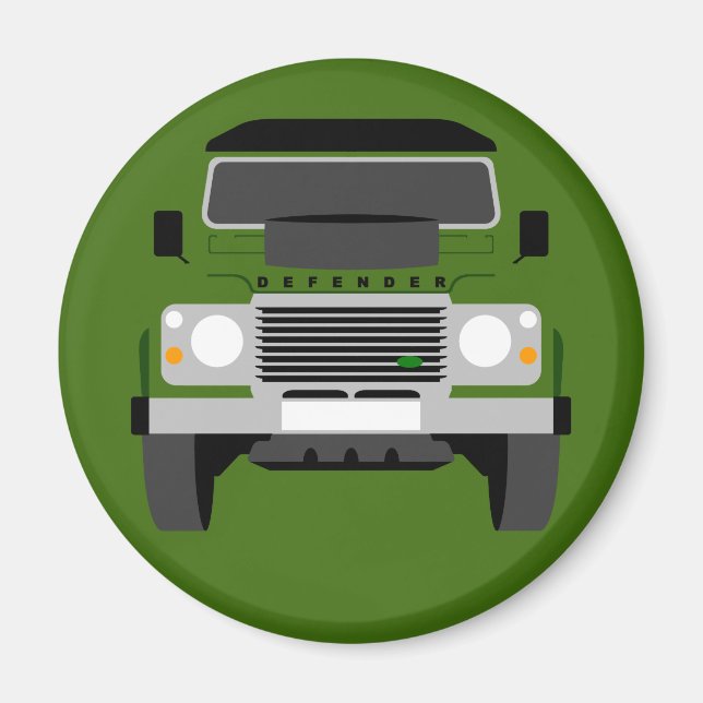 Grönt Pop art Classic Land Rover Defender Magnet (Framsidan)