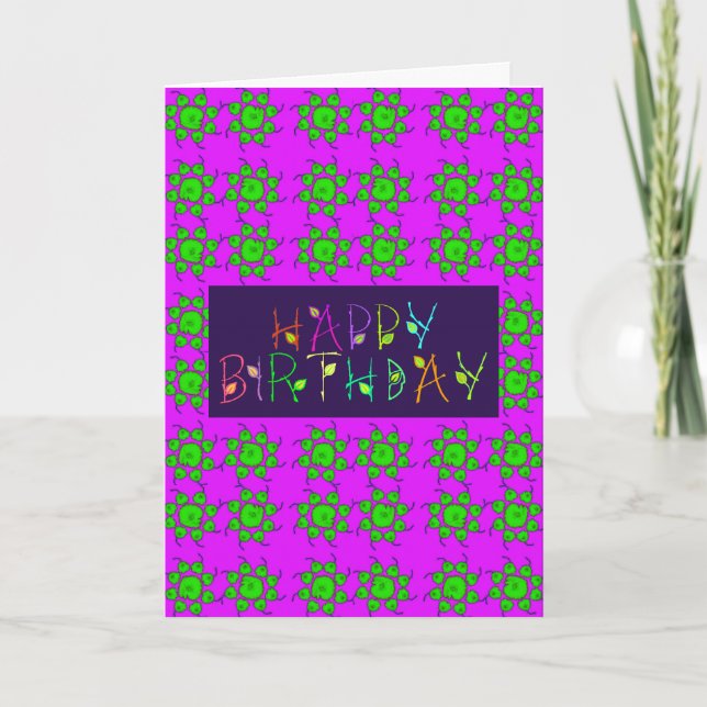 GRÖNT POPPIES BIRTHDAY CARD KORT (Framsida)