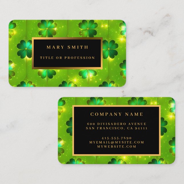 Grönt Popular St patrick's day Klöver-samling Visitkort (Fram/baksida)