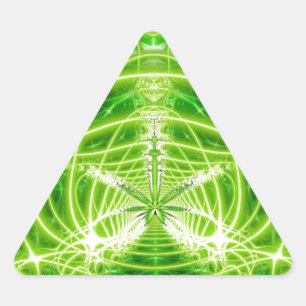 Grönt Pot Löv Fractal Triangelformat Klistermärke