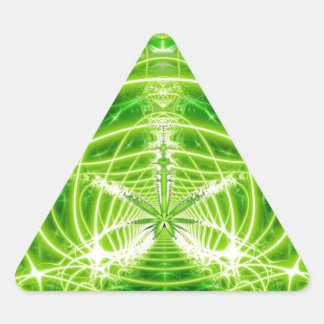Grönt Pot Löv Fractal Triangelformat Klistermärke