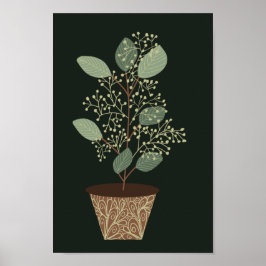 Grönt pot plant eucalyptus löv frön teracotta poster
