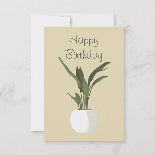 Grönt Pot Plant Grattis på födelsedagen Card Kort (Framsida)