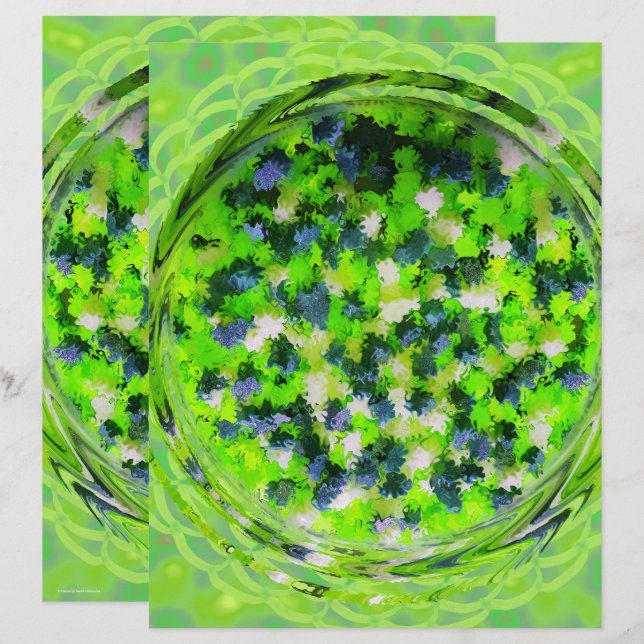 Grönt Potpourri Scrapbookpapper 2-Sidig Sida (Fram/baksida)