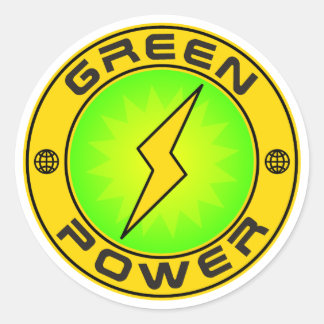 Grönt Power III Runt Klistermärke