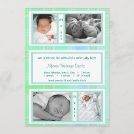 Grönt Pput Quad Photo Birth-meddelande Meddelande