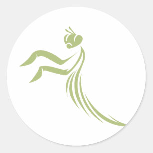 Grönt Praying Mantis Logotyp Runt Klistermärke