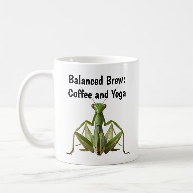 Grönt Praying Mantis Yoga Personlig Kaffemugg (Vänster)