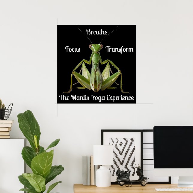 Grönt Praying Mantis Yoga Personlig Poster (Hemmakontoret)