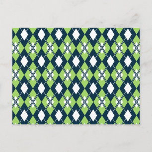 Grönt Preppy Argyle-vykort Vykort