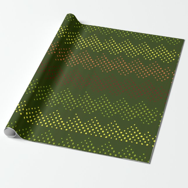 Grönt prickigt mönster inslagspapper presentpapper (Utrullad)