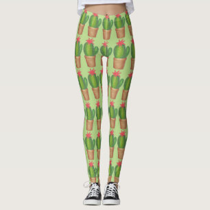 Grönt Prickly Cactus Pocktis FLOXBANGS Leggings