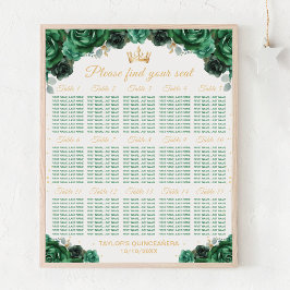 Grönt Princess Quinceañera 15 Bord Sittplatsdiagra Poster