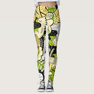 Grönt Psychedelic Kawaii Forest Löv Funny Coola Leggings