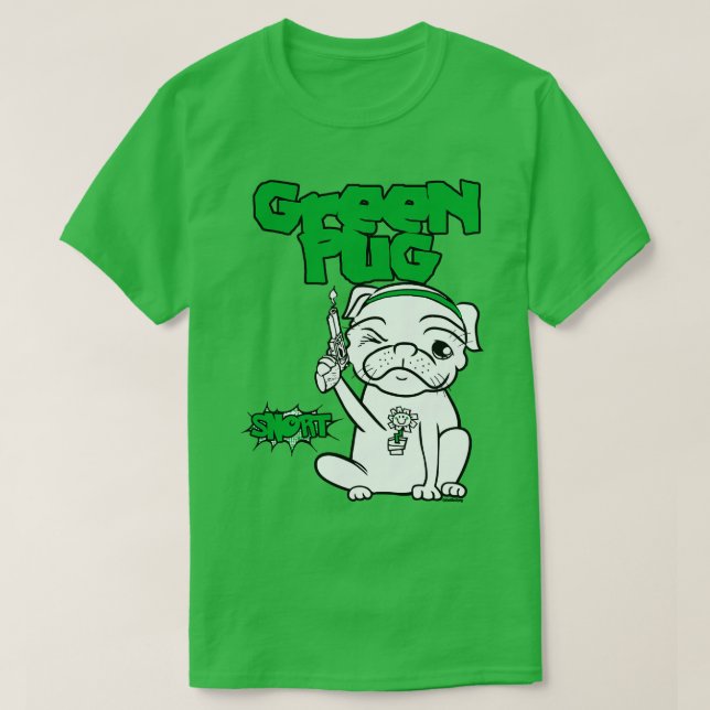 Grönt pug t shirt (Design framsida)