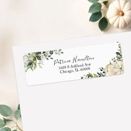 Grönt Pumpa Höst Bröllopsdusch Etikett Returadress Etikett